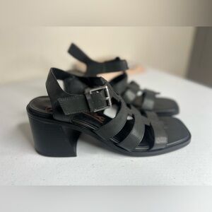 Zodiac Joleen Black Faux Leather Women’s 10 Gladiator Block Heels Sandals Y2K